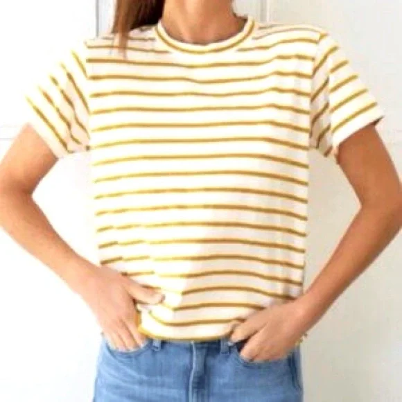 AYR Sno Cone Tee, Tumeric + White Stripe, size L - Picture 2 of 6